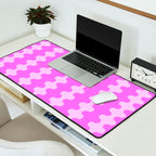 Vivid Pink Ogee A-Go-Go Retro Pop Abstract Wavy Stripe Pattern Desk Mat Gallery Image 2