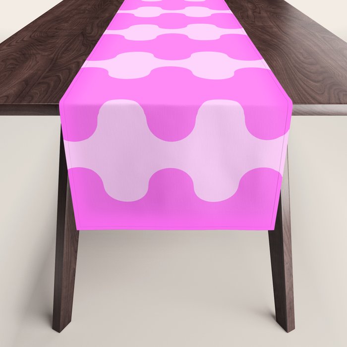 Vivid Pink Ogee A-Go-Go Retro Pop Abstract Wavy Stripe Pattern Table Runner Gallery Image 1