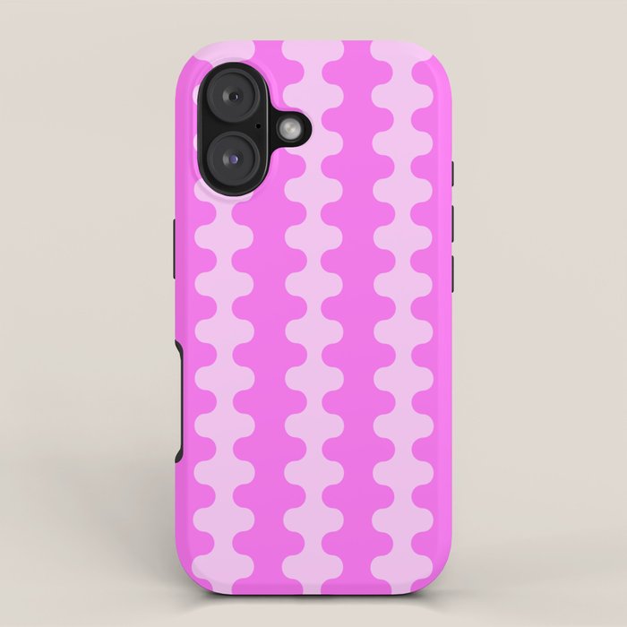 Vivid Pink Ogee A-Go-Go Retro Pop Abstract Wavy Stripe Pattern iPhone Case Gallery Image 1