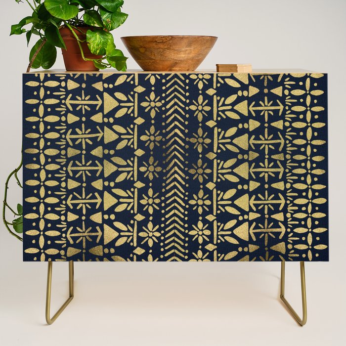 Norwegian Pattern - Gold on Navy Credenza Gallery Image 1
