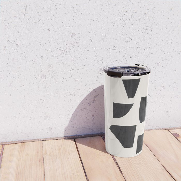 Bump & Kiss Minimalist Modern Mid Century Black Organic Shapes Pattern Paper Collage Travel Mug Gallery Image 4