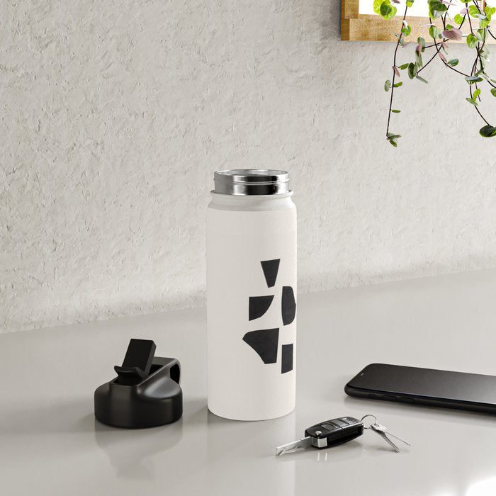Bump & Kiss Minimalist Modern Mid Century Black Organic Shapes Pattern Paper Collage Water Bottle Gallery Image 4