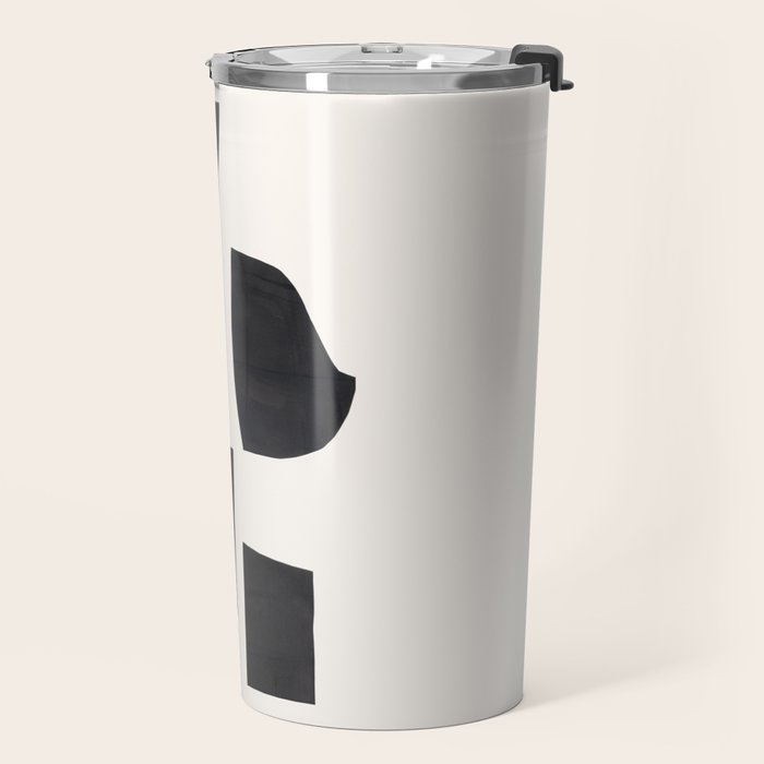 Bump & Kiss Minimalist Modern Mid Century Black Organic Shapes Pattern Paper Collage Travel Mug Gallery Image 2