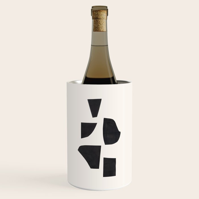 Bump & Kiss Minimalist Modern Mid Century Black Organic Shapes Pattern Paper Collage Wine Chiller Gallery Image 1