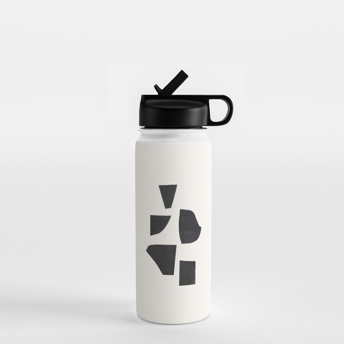 Bump & Kiss Minimalist Modern Mid Century Black Organic Shapes Pattern Paper Collage Water Bottle Gallery Image 1