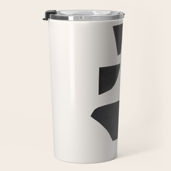 Bump & Kiss Minimalist Modern Mid Century Black Organic Shapes Pattern Paper Collage Travel Mug Gallery Image 3
