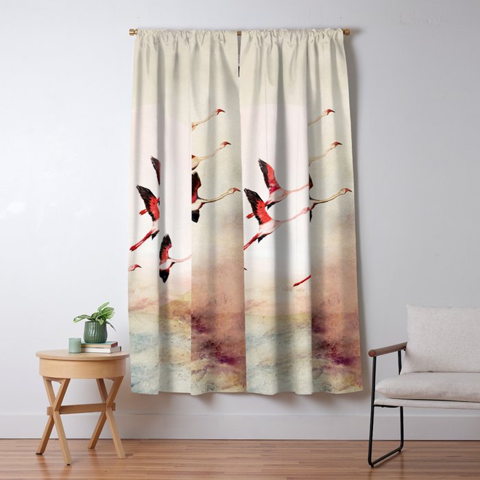 Flock of Flamingos Window Curtain Gallery Image 1