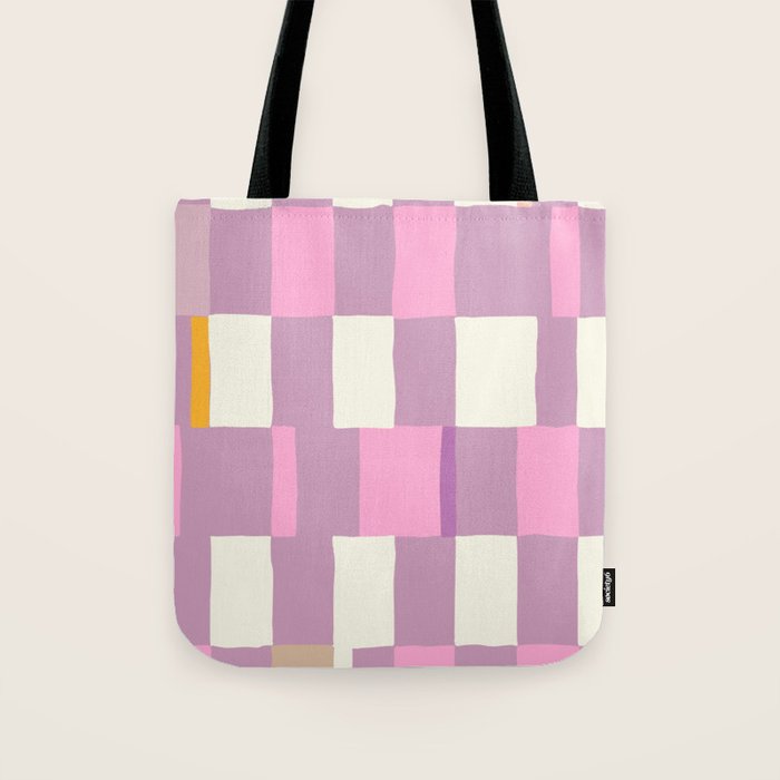 Summer check handdrawn purple Tote Bag Gallery Image 1