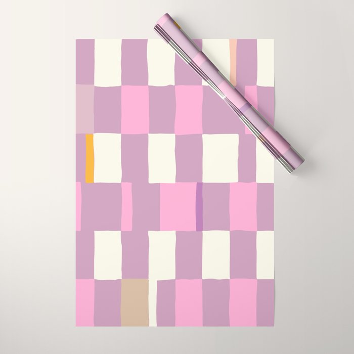 Summer check handdrawn purple Wrapping Paper Gallery Image 1