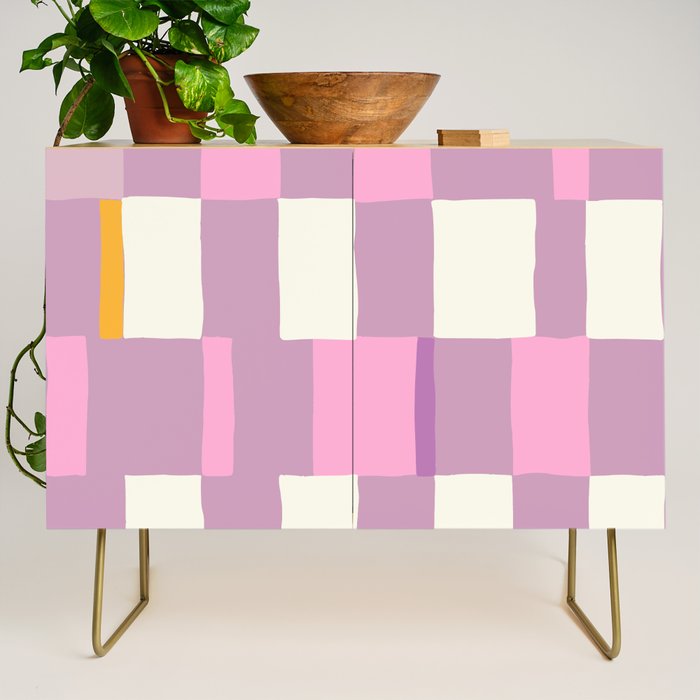 Summer check handdrawn purple Credenza Gallery Image 1