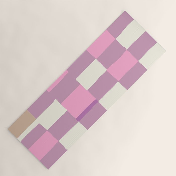 Summer check handdrawn purple Yoga Mat Gallery Image 1