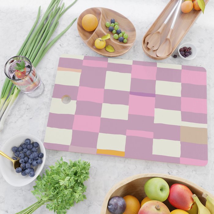 Summer check handdrawn purple Cutting Board Gallery Image 2