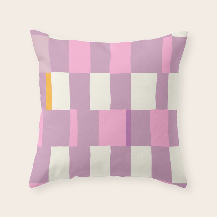 Summer check handdrawn purple Throw Pillow Gallery Image 6