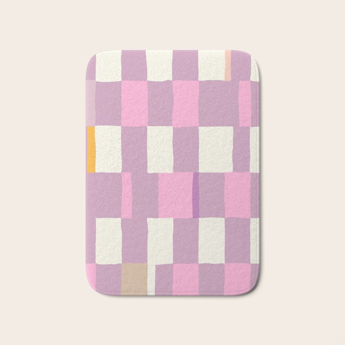 Summer check handdrawn purple Bath Mat Gallery Image 1