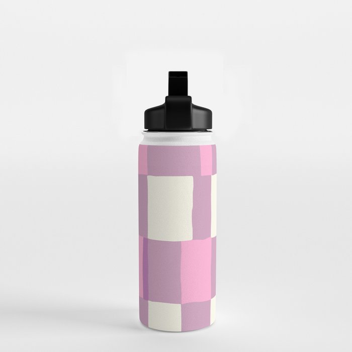 Summer check handdrawn purple Water Bottle Gallery Image 2