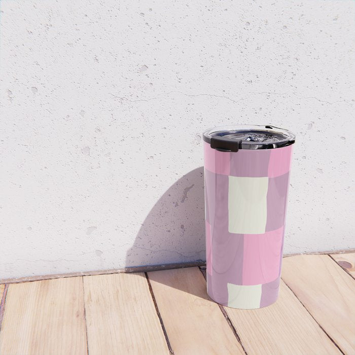 Summer check handdrawn purple Travel Mug Gallery Image 4
