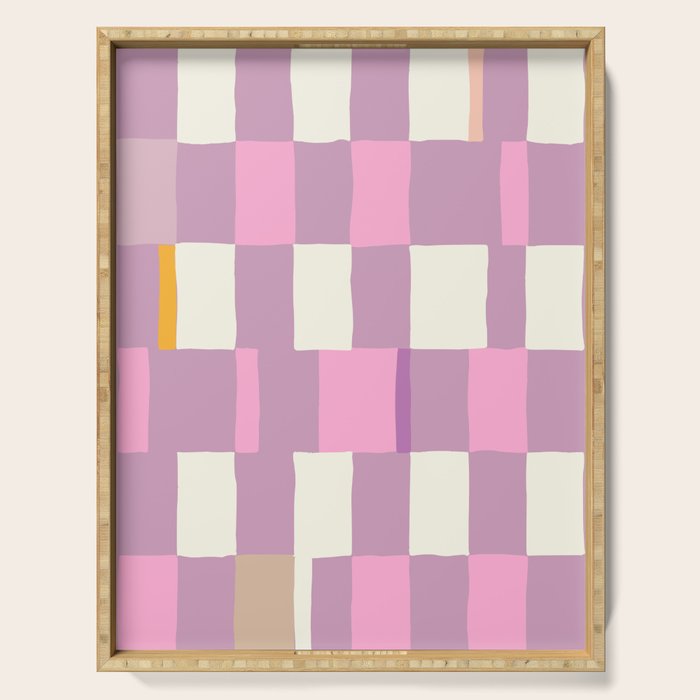 Summer check handdrawn purple Serving Tray Gallery Image 1