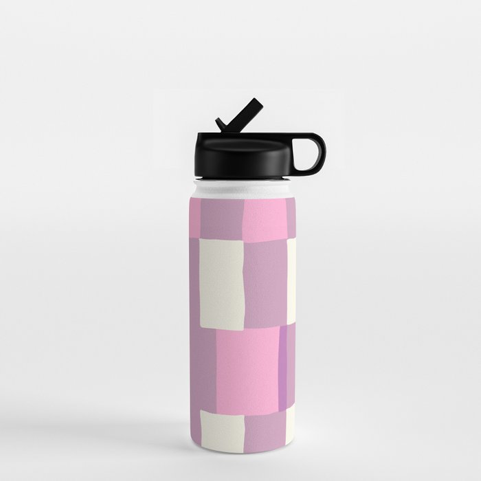 Summer check handdrawn purple Water Bottle Gallery Image 1
