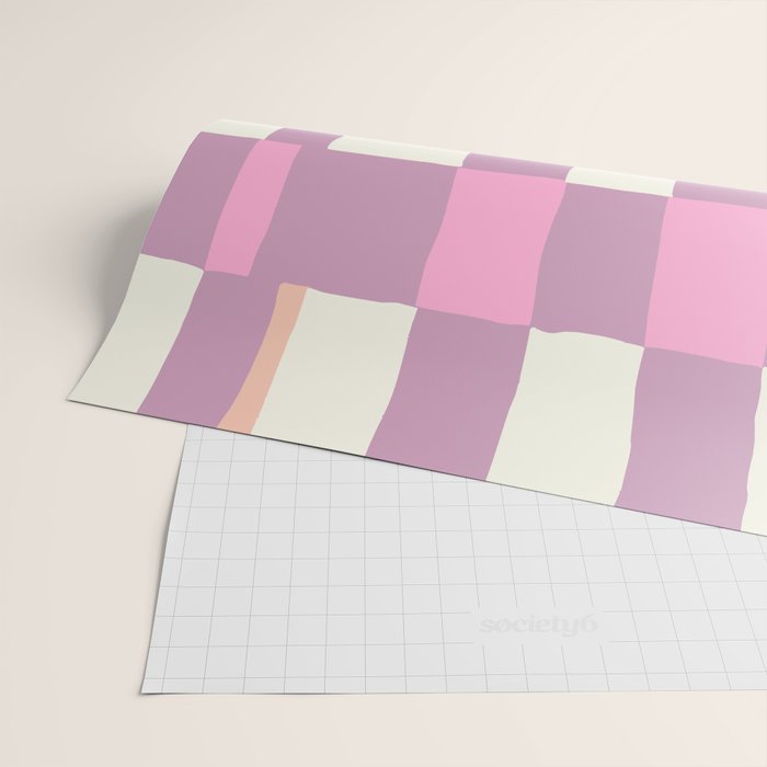 Summer check handdrawn purple Wrapping Paper Gallery Image 2