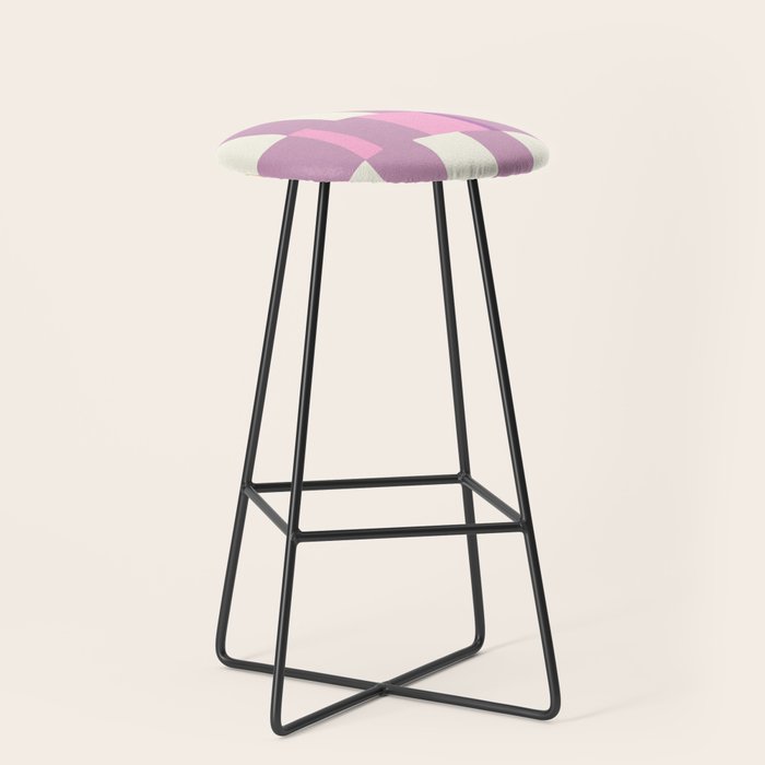 Summer check handdrawn purple Stool Gallery Image 1