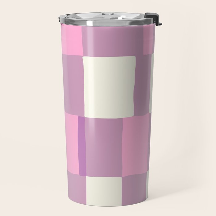 Summer check handdrawn purple Travel Mug Gallery Image 2