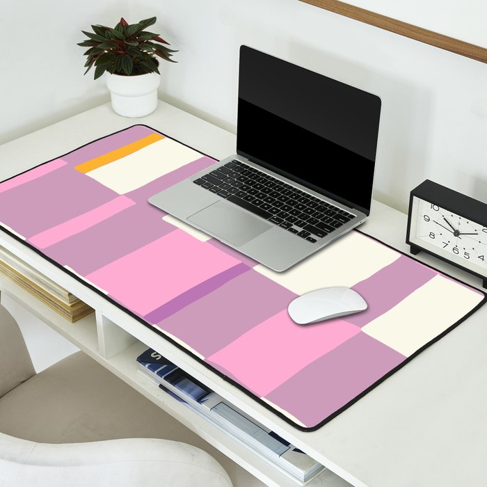 Summer check handdrawn purple Desk Mat Gallery Image 2