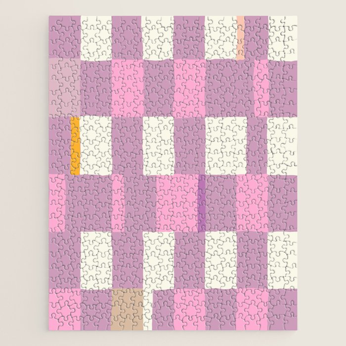 Summer check handdrawn purple Jigsaw Puzzle Gallery Image 1