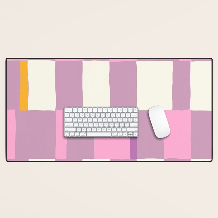 Summer check handdrawn purple Desk Mat Gallery Image 1