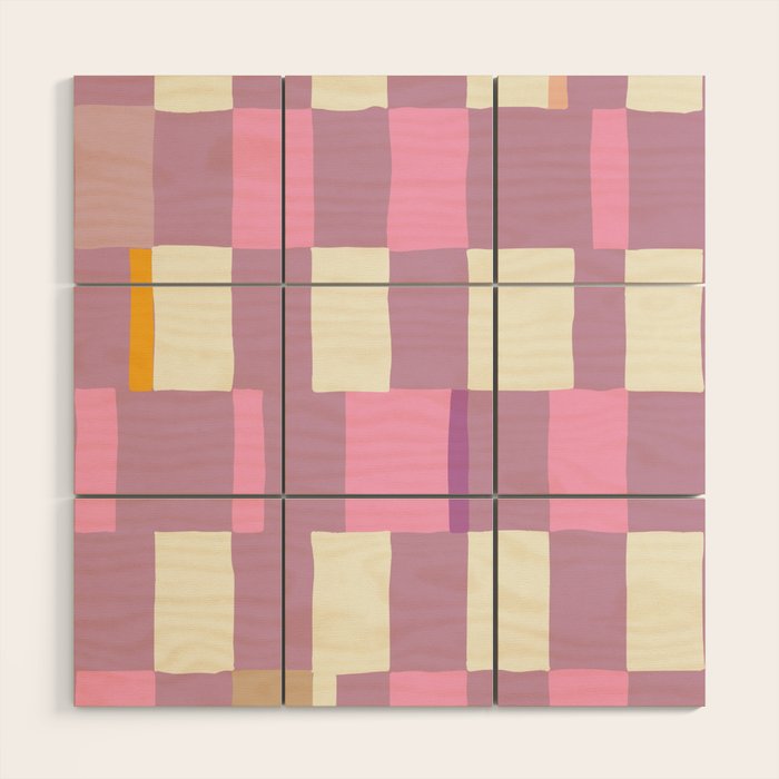Summer check handdrawn purple Wood Wall Art Gallery Image 1