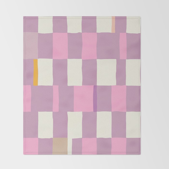 Summer check handdrawn purple Throw Blanket Gallery Image 2