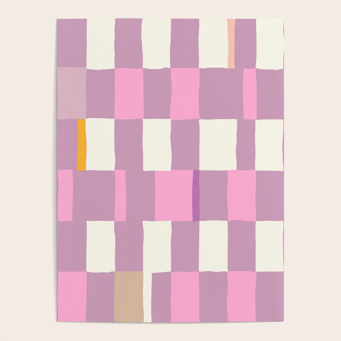 Summer check handdrawn purple Poster Gallery Image 1