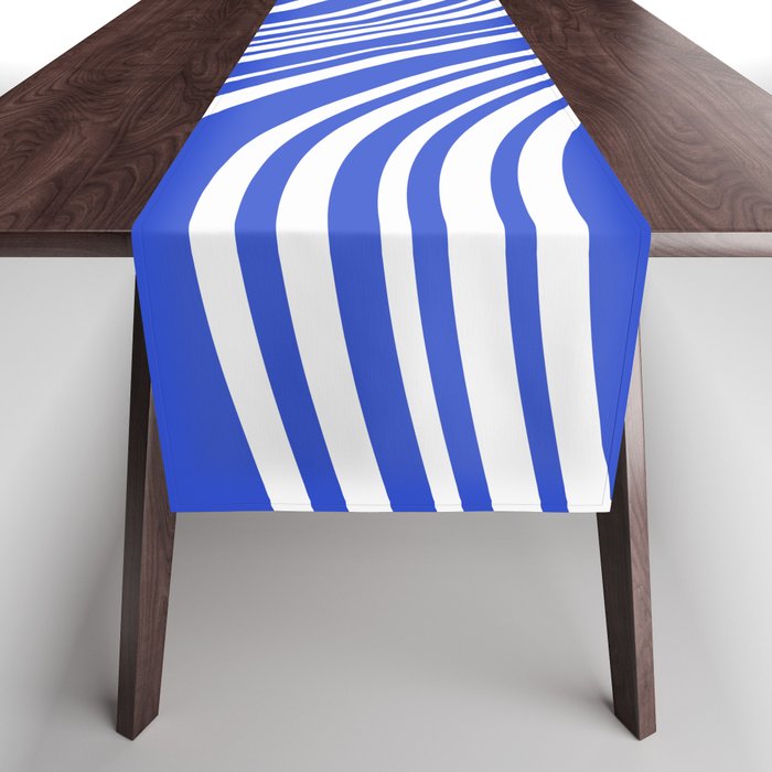  Wavy Stripes XXXIV - Bright Blue Table Runner Gallery Image 1