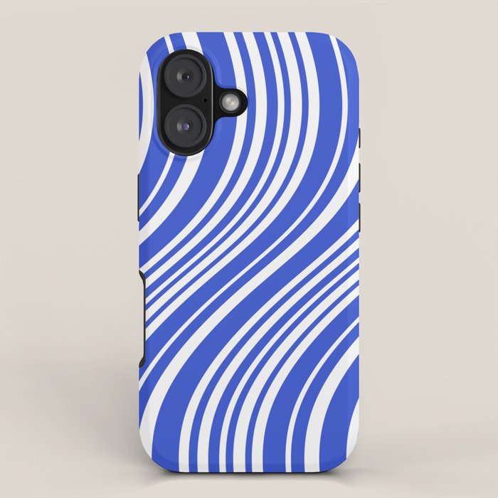  Wavy Stripes XXXIV - Bright Blue iPhone Case Gallery Image 1