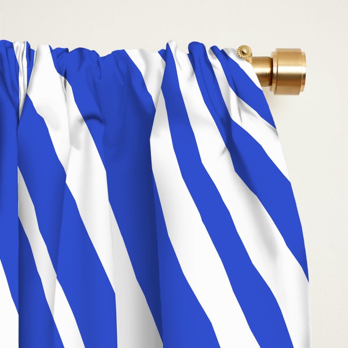  Wavy Stripes XXXIV - Bright Blue Window Curtain Gallery Image 2