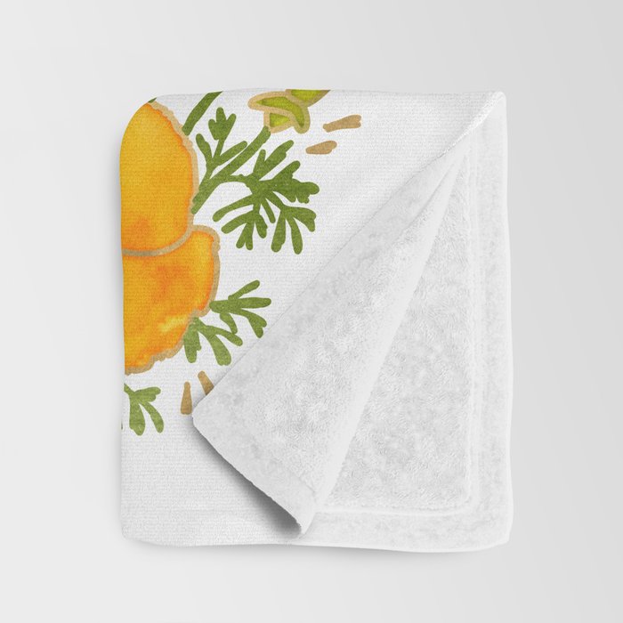 Gold watercolor California poppies Throw Blanket Gallery Image 3