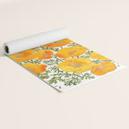 Gold watercolor California poppies Yoga Mat Gallery Image 2