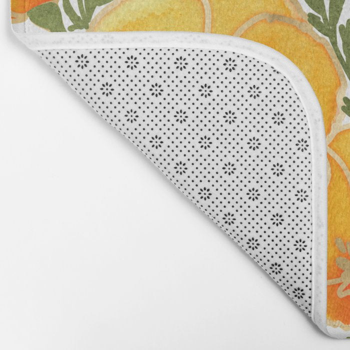 Gold watercolor California poppies Bath Mat Gallery Image 2