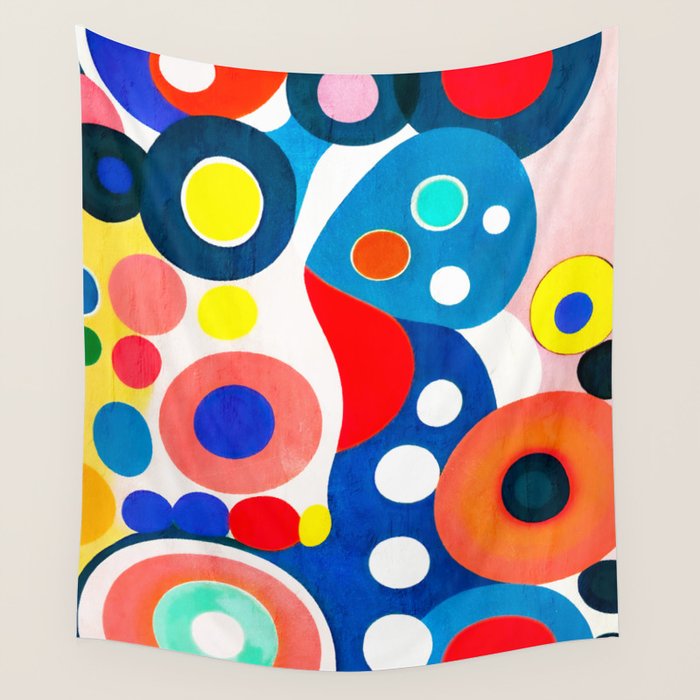 Circles: Colorful Mid Century Abstraction Wall Tapestry Gallery Image 1