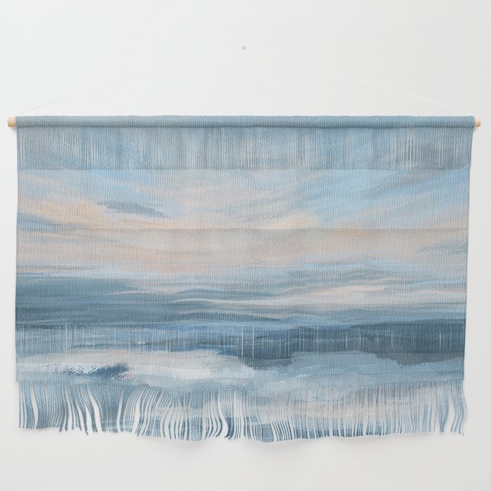 Low Tide - Blue & Coral Abstract Coastal Seascape Wall Hanging Gallery Image 1