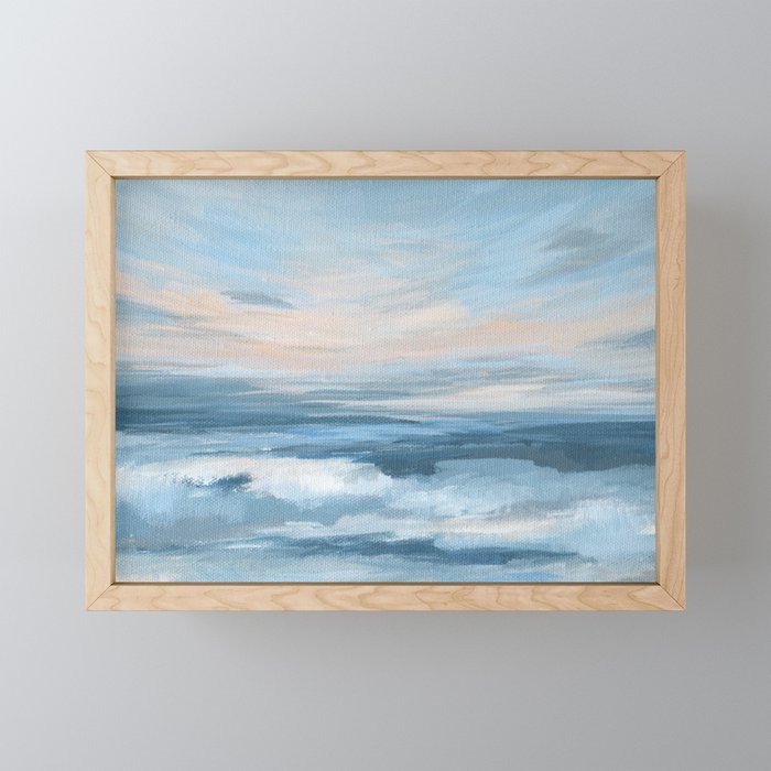 Low Tide - Blue & Coral Abstract Coastal Seascape Mini Art Print Gallery Image 1