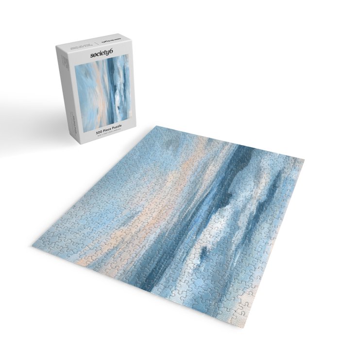 Low Tide - Blue & Coral Abstract Coastal Seascape Jigsaw Puzzle Gallery Image 2