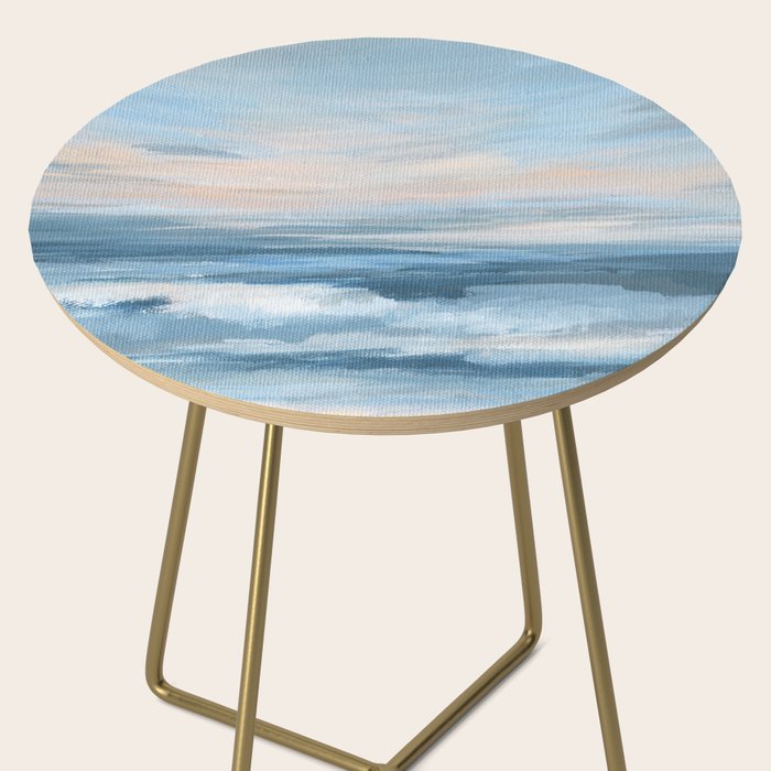 Low Tide - Blue & Coral Abstract Coastal Seascape Side Table Gallery Image 2