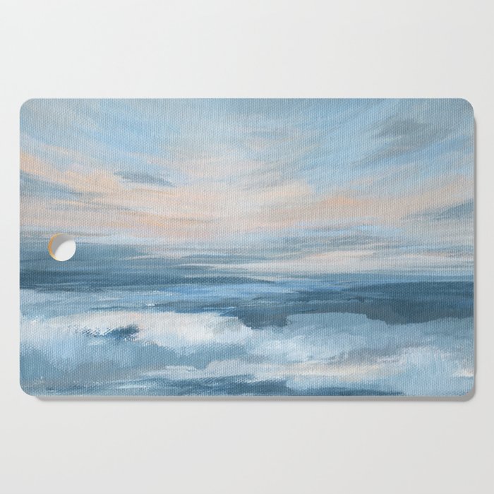 Low Tide - Blue & Coral Abstract Coastal Seascape Cutting Board Gallery Image 1
