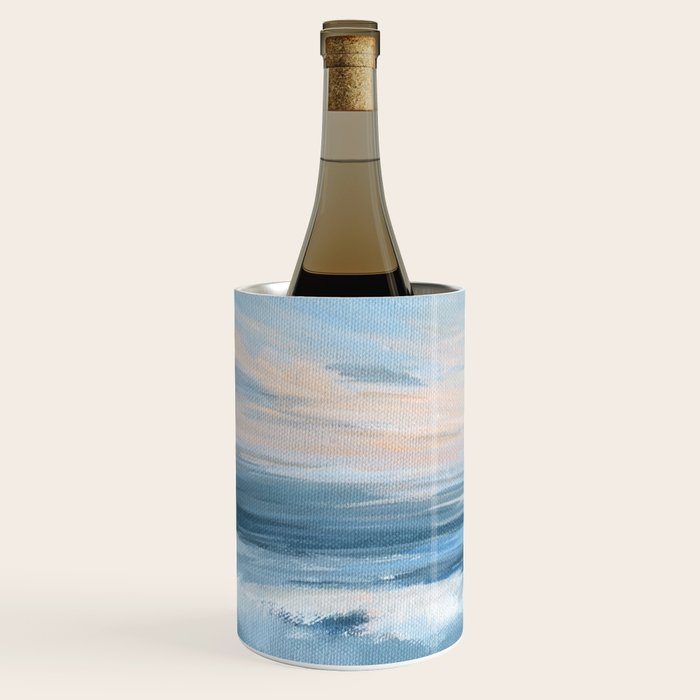 Low Tide - Blue & Coral Abstract Coastal Seascape Wine Chiller Gallery Image 2