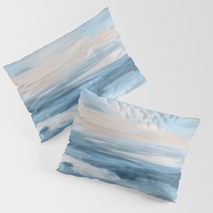 Low Tide - Blue & Coral Abstract Coastal Seascape Pillow Sham Gallery Image 1