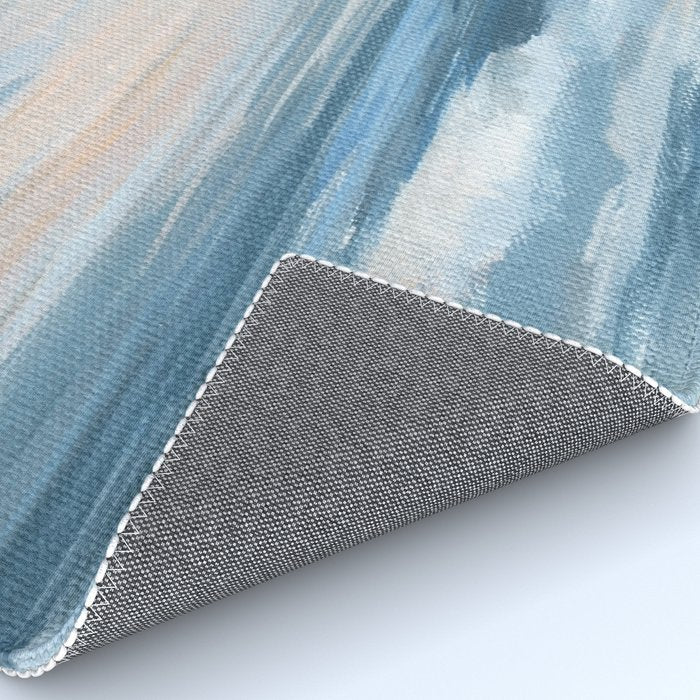Low Tide - Blue & Coral Abstract Coastal Seascape Rug Gallery Image 4