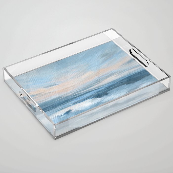 Low Tide - Blue & Coral Abstract Coastal Seascape Acrylic Tray Gallery Image 1