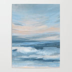 Low Tide - Blue & Coral Abstract Coastal Seascape Poster Gallery Image 4