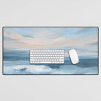 Low Tide - Blue & Coral Abstract Coastal Seascape Desk Mat Gallery Image 1