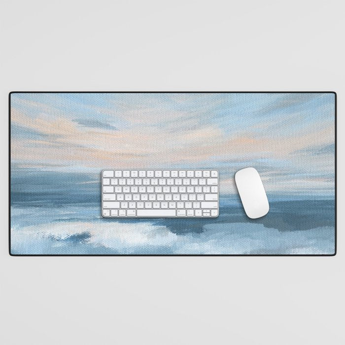 Low Tide - Blue & Coral Abstract Coastal Seascape Desk Mat Gallery Image 1